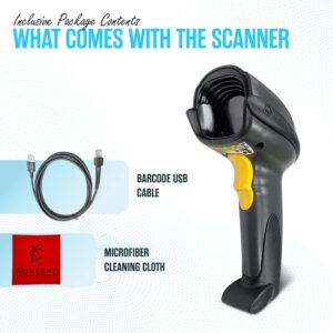 DS6707 Zebra Symbol Barcode Scanner Bundle - Omnidirectional, 1D/2D, Corded, Handheld, Standard Range - 1 Year Warranty - with New USB Cable & Microfiber Cleaning Cloth (Renewed)