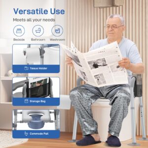 Jofulity Raised Toilet Seat with Handles Open-Front Design, Adjustable Height & Width 440lbs Toilet Seat Riser for Seniors, Elevated Toilet Seat for Elderly Handicap Surgery Pregnant, Toilet Bath Bed