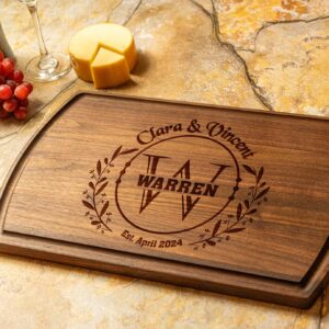 Personalized Cutting Board - Custom Engraved Wood Charcuterie Boards - Unique Christmas, Wedding, Bridal Shower, Anniversary, Housewarming, Real Estate Closing Gift Idea For Couples, Friends, Family