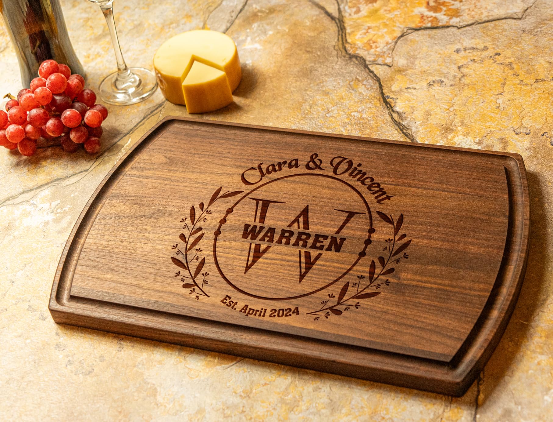 Personalized Cutting Board - Custom Engraved Wood Charcuterie Boards - Unique Christmas, Wedding, Bridal Shower, Anniversary, Housewarming, Real Estate Closing Gift Idea For Couples, Friends, Family