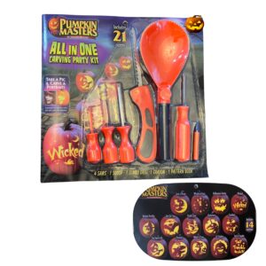 pumpkin carving kit all in one (21 piece) carving party kit + (carve your selfie)