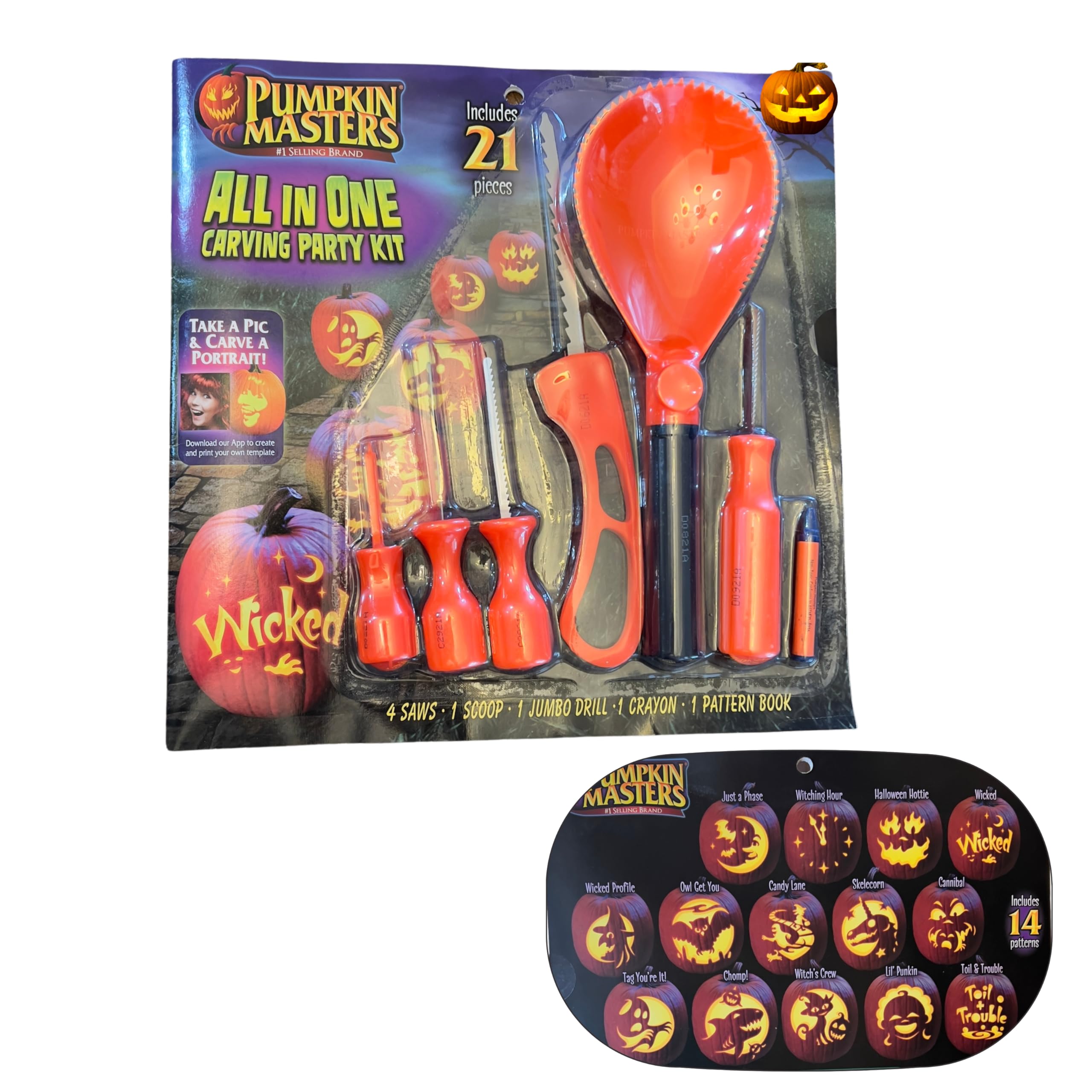 Pumpkin Carving Kit ALL IN ONe (21 Piece) Carving Party Kit + (Carve your Selfie)