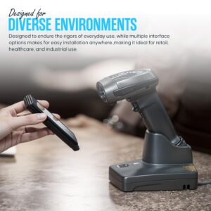 DS6707 Zebra Symbol Barcode Scanner Bundle - Omnidirectional, 1D/2D, Corded, Handheld, Standard Range - 1 Year Warranty - with New USB Cable & Microfiber Cleaning Cloth (Renewed)