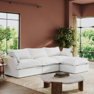 intuition decor modular convertible cloud sectional sofa,110.4" large sofa set for living room,4 seat l-shaped modern down fill sectional sofa fabric modular couch with chaise,cream white