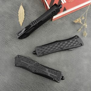 Folding Utility Knife with Clip, Retractable Box Cutter, EDC Knife with Heavy Duty Safety Zinc Alloy Handle and 10 Sharp 440C Steel Replacement Blades, Everyday Use Utility Knife (Striped Handle)