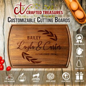 Personalized Cutting Board - Custom Engraved Wood Charcuterie Boards - Unique Christmas, Wedding, Bridal Shower, Anniversary, Housewarming, Real Estate Closing Gift Idea For Couples, Friends, Family