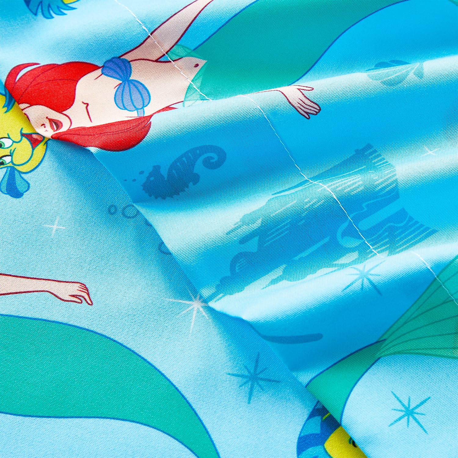 The Little Mermaid Twin Bedding Set for Girls - Bundle with Ariel Bedspread, Flat Sheet, Fitted Sheet, and Pillowcase for Twin Bed Plus Room Decor, Stickers, More | Little Mermaid Bedroom Decor