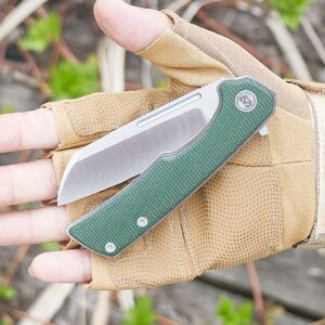 Miguron Knives M Malory Flipper Folding Knife 3.5" Satin 14c28n Blade Green Micarta Handle Outdoor Camping Hiking Pocket Knife MGR-809MGN