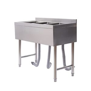 FXEIPOL 3 Compartment Stainless Steel Sink Stainless Steel Utility Sink Commercial Utility Basin with Baskets Freestanding Restaurant Sink for Gardens, Balconies