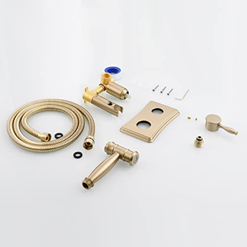 MINJING Bidet Tap Sprayer Wall Mounted Toilet Kit Single-Handle Dual Mode Spray Set Bidet Faucet Bathroom Bidet Shower Toilet Bidet Sprayer Gun Bathroom-Drawing Gold