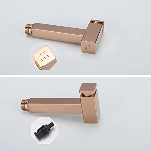 MINJING Handheld Bidet Sprayer Kit Rose Gold Single Cold Bathroom Tap Dual Function Toilet Bidet Douche Spray for Bathroom, A