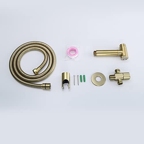 MINJING Bidet Sprayer Kit for Toilet Brushed Gold Button Sprayer Single Cold Bathroom Tap Multifunctional Wall Hanging Bathroom Bidet Shower, D