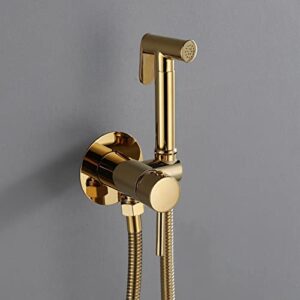 minjing wall mounted toilet shower spray mixer set brushed gold hot and cold bidet sprayer kit for toilet with shower hose bidet attachment faucet sprayer kit for toilet