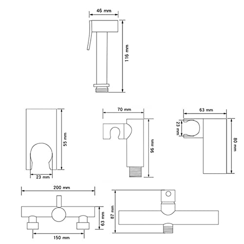 MINJING Toilet Shower Spray Mixer Set Black Hot and Cold Bidet Sprayer Kit for Toilet with Shower Hose Brass Bathroom Toilet Bidet Mixer Spray Kit,B