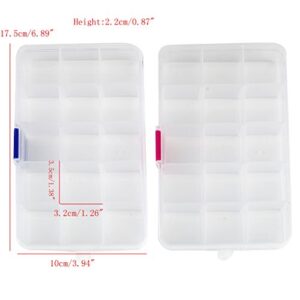 BOGEEL 15 Grids Clear Plastic Jewelry Box Organizer Storage Container with Removable Dividers with Adjustable Dividers for Bead