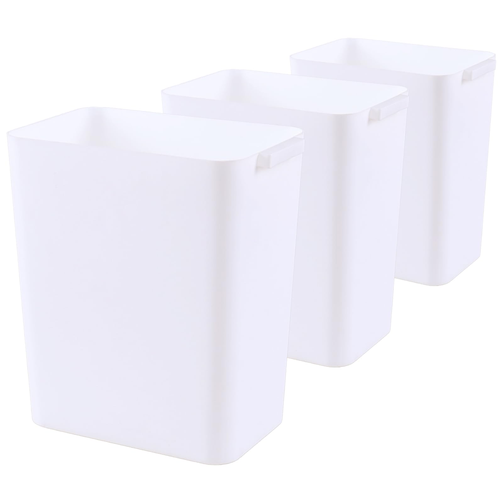 Ponpong 4.5 Gallon Plastic Small Trash Can, Slim Garbage Cans, 3 Packs, White