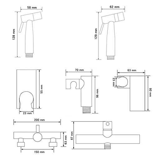 MINJING Bidet Sprayer Kit for Toilet Black Single Function Wall Mounted Bidet Attachment Faucet Sprayer Kit for Toilet Hot and Cold Bathroom Toilet Bidet Mixer Spray Kit,Single Mode,A