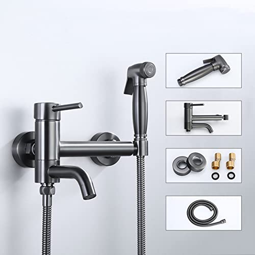 MINJING Bidet Sprayer Kit for Toilet Grey Hand Held Sprayer Toilet Sprayer Tap Attachment Bathroom Toilet Bidet Mixer Spray Kit,Shower Hose