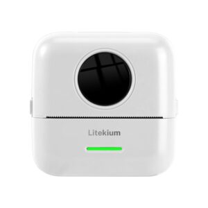 litekium portable mini printer thermal inkless sticker maker, bluetooth printer for phone, wireless label printer with tape