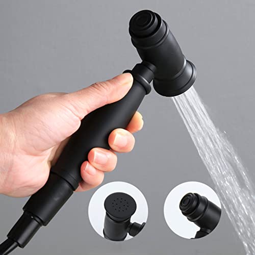 MINJING Toilet Shower Spray Mixer Set Black Single Function Hot and Cold Bidet Sprayer Kit for Toilet Button Hand Held Sprayer Bathroom Toilet Bidet Mixer Spray Kit,Shower Hose