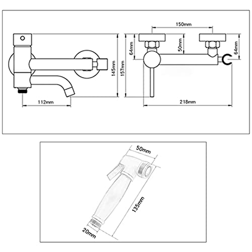 MINJING Bidet Sprayer Kit for Toilet Grey Hand Held Sprayer Toilet Sprayer Tap Attachment Bathroom Toilet Bidet Mixer Spray Kit,Shower Hose