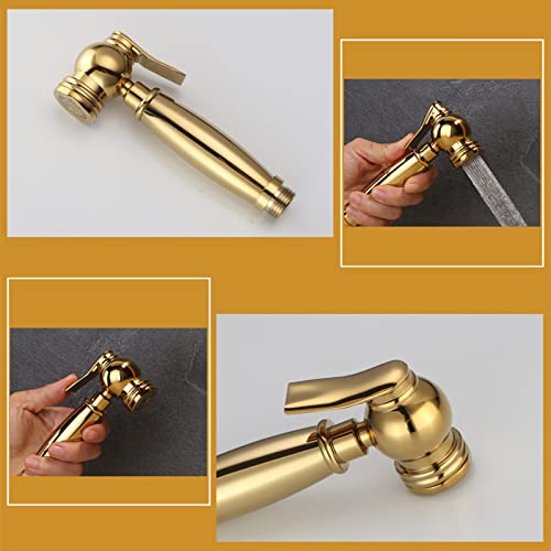 MINJING Bidet Sprayer Kit for Toilet Gold Hand Held Sprayer Toilet Attachment 360 Rotation Double Handle Bidet Attachment Faucet Sprayer Kit for Toilet,B