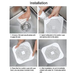 Bathtub Drain Cover,4 Sets Flat Silicone Sink Strainer with Suction Cups Prevents Clogging Flexible Shower Drain Cover for Kitchen Bathroom