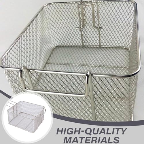 Fryer Basket 8.3x7.5x4.3 In Stainless Steel Fry Basket with Removable Handle & Pot Edge Hooks Kitchen Cooking Rectangle French Fry Basket for Serving Food, Frying Basket For Pot