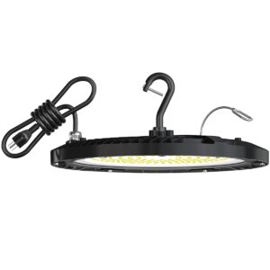 Fullmeii 150W UFO LED High Bay Light, 21,000lm 5000K Daylight Commercial Lighting, IP65 Waterproof Shatterproof Fixture with 5' Cable, UL Listed for Industrial Warehouse