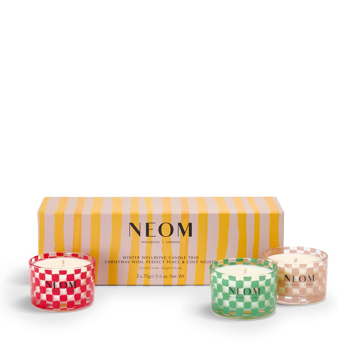 NEOM- Winter Wellbeing Trio | Christmas Wish, Perfect Peace & Cosy Nights 75g Travel Candles