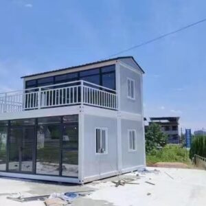 3 Room Container Houses Combined with 2 Two-Story Villas Prefab Luxury Modular Prefab Home with Terrace, guardrail, Staircase Living Room, Bathroom, Kitchen for Homes, Hotels, Offices