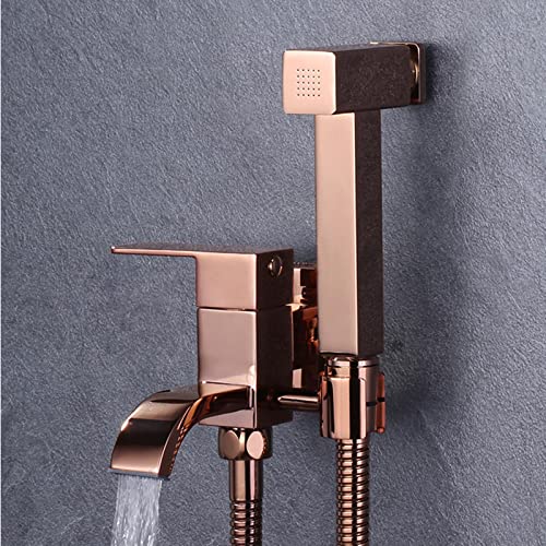 MINJING Handheld Bidet Sprayer Kit Rose Gold Single Cold Bathroom Tap Dual Function Toilet Bidet Douche Spray for Bathroom, A