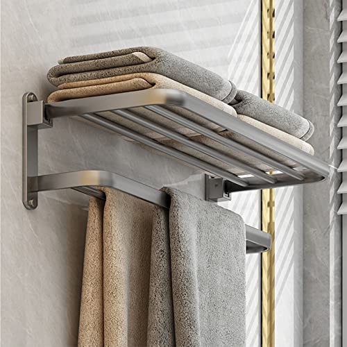 Towel Racks, Bathroom Hotel Bath Towel Rack with Double Towel Bar Wall Mount Shelf for Kitchen or Bath Hanging