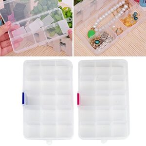 BOGEEL 15 Grids Clear Plastic Jewelry Box Organizer Storage Container with Removable Dividers with Adjustable Dividers for Bead