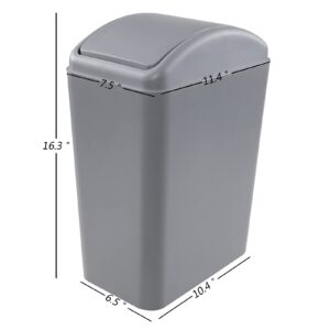 Sandmovie 3-Pack Swing Top Trash Bins, 4.5 Gallon Plastic Garbage Can with Lid, Gray