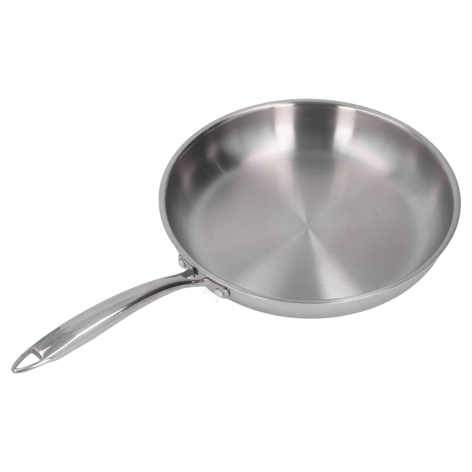 Stainless Steel Frying Pan Thickened 304 Stainless Steel Uncoated 3 Layers Stainless Steel Skillet for Omelette Cooking (30cm)