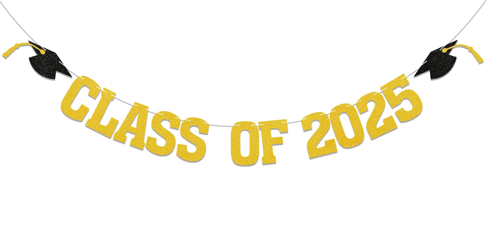 Class of 2025 Banner - 2025 Graduation Decorations, Congrats Grad Decor, We are So Proud of You Banner, 2025 Senior High School College Graduation Party Decoration (Gold)