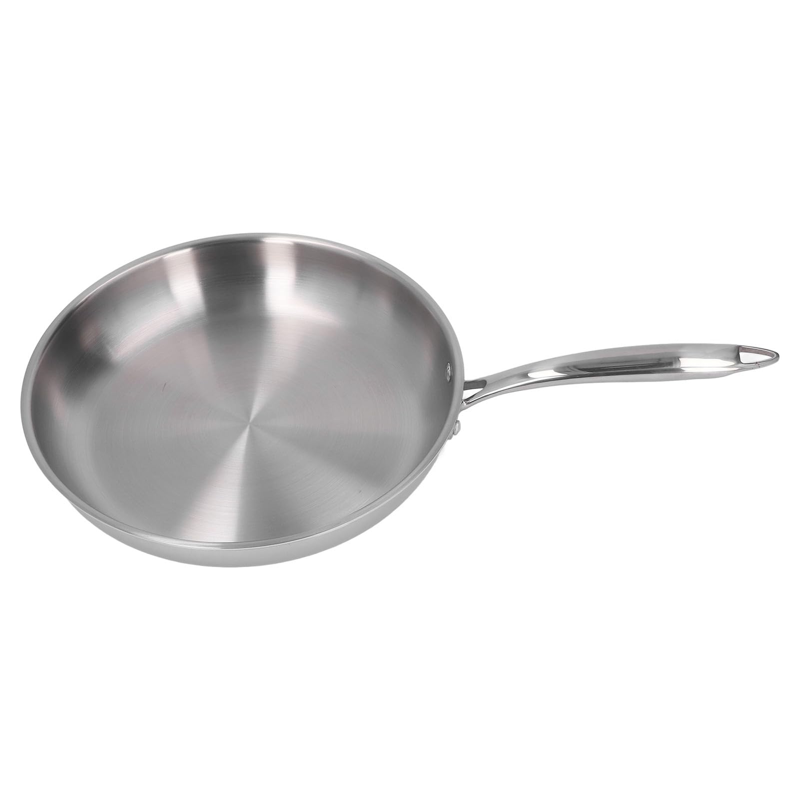 Stainless Steel Frying Pan Thickened 304 Stainless Steel Uncoated 3 Layers Stainless Steel Skillet for Omelette Cooking (30cm)