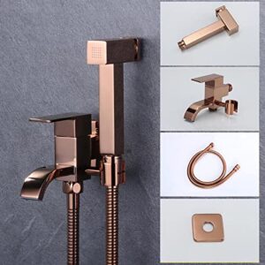 MINJING Handheld Bidet Sprayer Kit Rose Gold Single Cold Bathroom Tap Dual Function Toilet Bidet Douche Spray for Bathroom, A