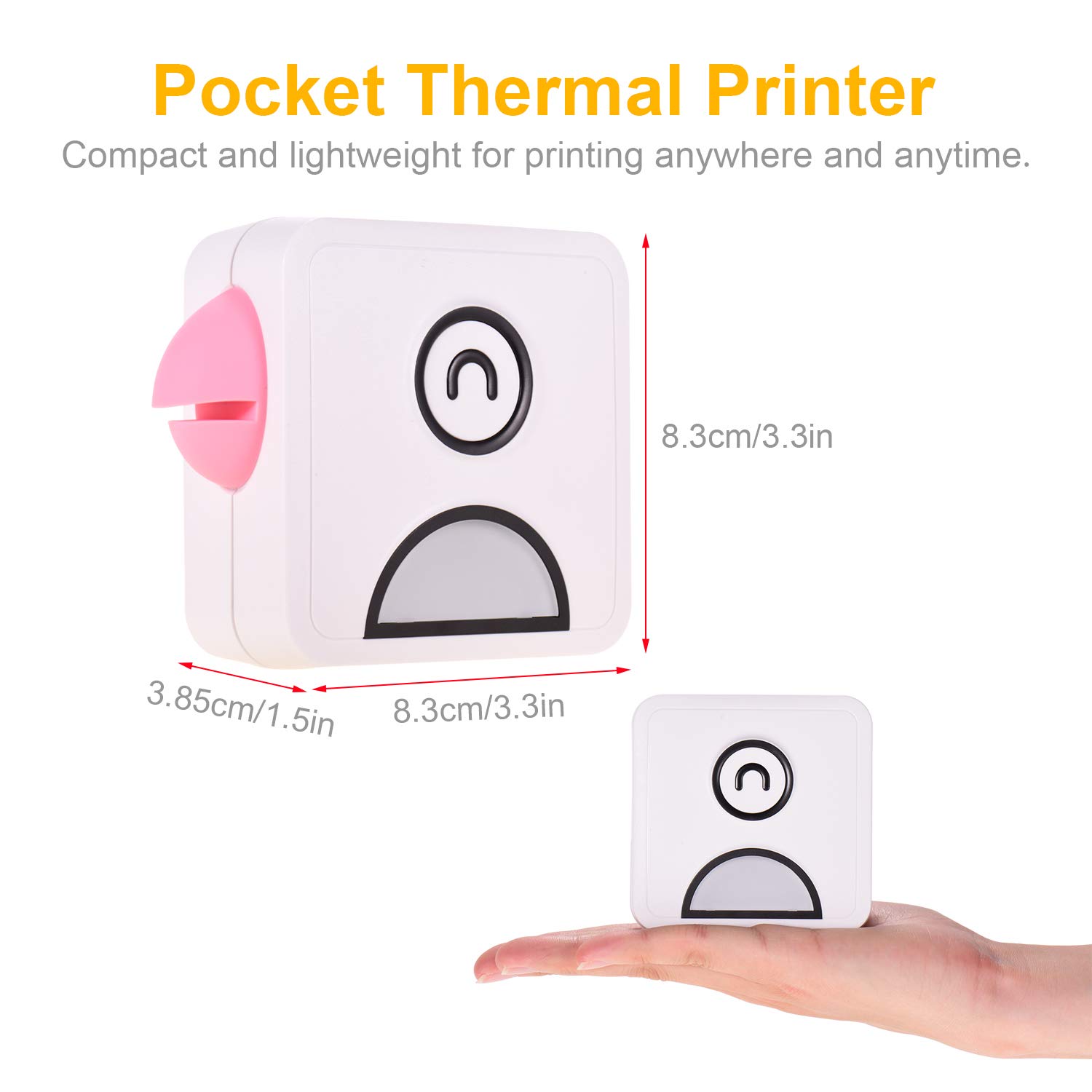 NIGRITY Poooli L1 Mini Portable Inkless Printer 203DPI Bluetooth Connection for Journal Crafts Travel Photos for Mobile Phone with 1 Roll Paper 57 * 30mm Pink