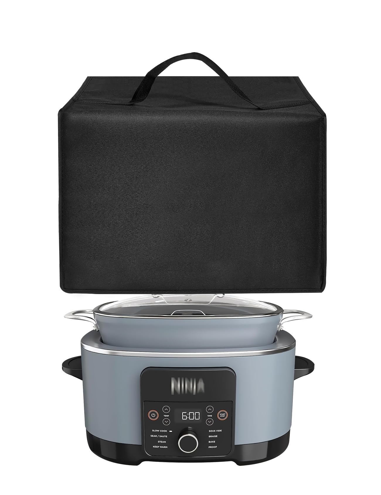 Cooker Dust Cover Heavy Duty Waterproof and Dustproof Multi-Purpose Cooker Cover Compatible with Ninja MC1001 Foodi Possible Cooker PRO 8.5-Quart Slow Cooker Oven Safe Black,19.3"Dx15"Wx9.8"H (Black)