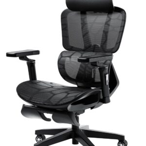 AutoFull G5 Office Chair, Ergonomic Office Chair with 6D Lumbar Support, 360° Adjustable Armrest Mesh Chair, Reclining Computer Chair with Footrest, Sliver