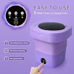 Mini Washing Machine,11L Portable Washing Machine,Foldable Washing Machine with Spin,Washer and Dryer Combo,Small Washer With 3 Modes Deep Cleaning for Apartments, Camping, Travel,RV,Purple