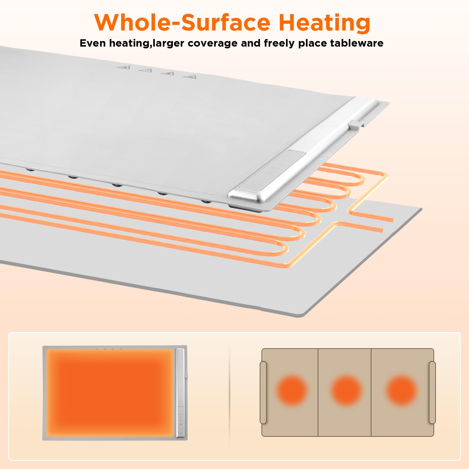 Electric Warming Tray with 3 Adjustable Temperature for Buffets Party, Fast Heating, Silicone Foldable Food Warmer for Family Gatherings, Holidays, Parties, Everyday Use, Hot Plate