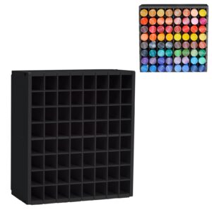 krafetto 64 grids craft paint storage organizer, wall-mountable paint holder, stackable paint bottle rack stand for apple barrel, folkart -2oz craft paints, black