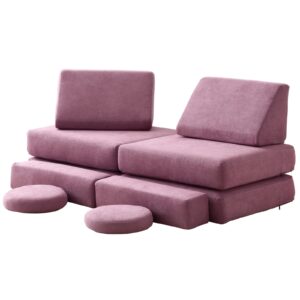 emtmpbve kig's game module sofa - folding floor sofa 8-piece set for boys and girls, bedroom playroom multifunctional furniture creative climbing (purple)