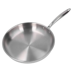 Stainless Steel Frying Pan Thickened 304 Stainless Steel Uncoated 3 Layers Stainless Steel Skillet for Omelette Cooking (30cm)