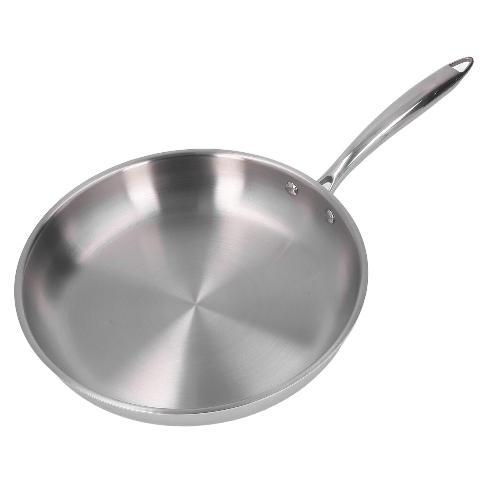 Stainless Steel Frying Pan Thickened 304 Stainless Steel Uncoated 3 Layers Stainless Steel Skillet for Omelette Cooking (30cm)