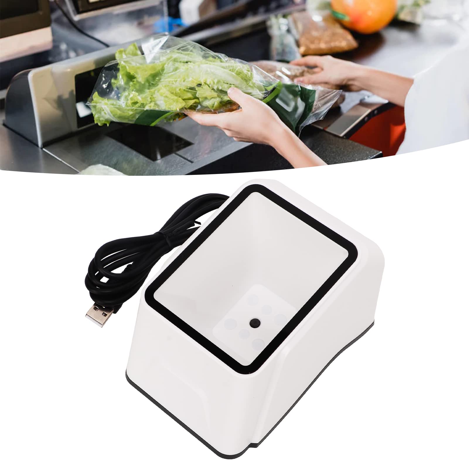 Ultra Decoding Fast Response Automatic QR Scanner White Desktop ABS USB for Mobile Payment