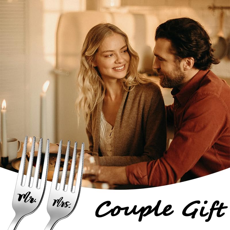 Anniversary Wedding Gifts for Couples Bride and Groom Fork Set Gift for Husband Wife Bridal Shower Housewarming Gifts for Women Men Him Her Newlywed Christmas Gift for Mr and Mrs Forks